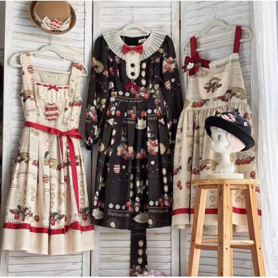 Miss Point Strawberry Pictorial Blouse Salopette JSK and One Piece(Reservation/2 Colours/Full Payment Without Shipping)